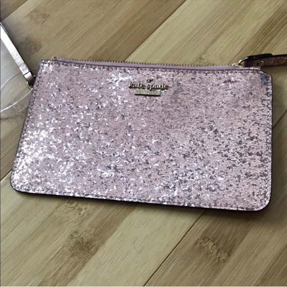 New Auth Kate Spade Pink Glitter Clutch Wristlet - Picture 2 of 8